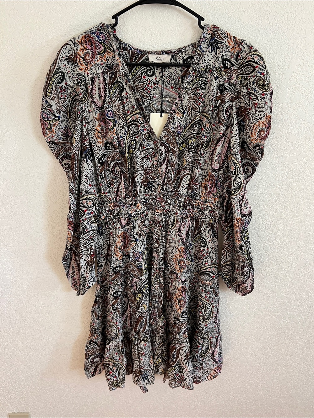 Elan Women's Paisley-Print Chiffon Puff-Sleeve Mini Dress - Picture 3 of 5